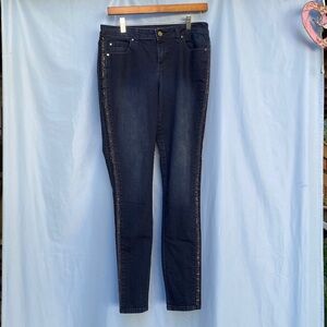 Jennifer Lopez Navy Skinny Jeans with Metallic Trim